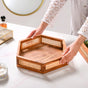 Hexagon Acacia Wood Rattan Cane Tray