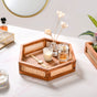 Hexagon Acacia Wood Rattan Cane Tray