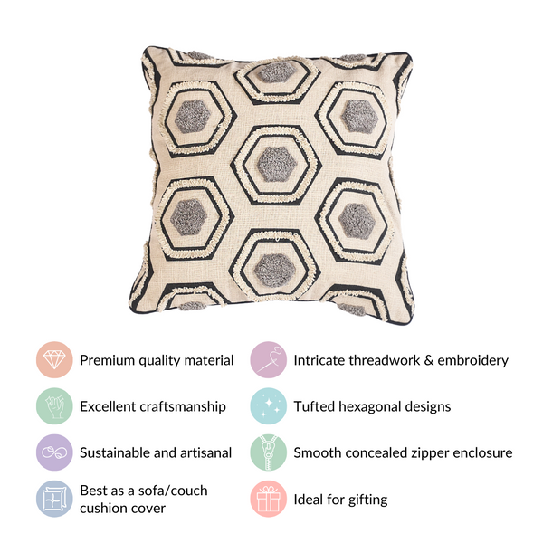 Hexagon Pattern Accent Cushion Cover 15x15 Inch