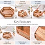 Hexagon Acacia Wood Rattan Cane Tray