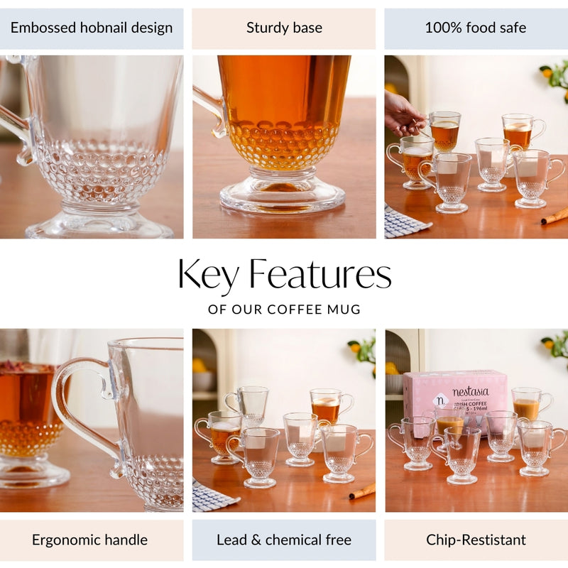 Hobnail Irish Coffee Glass Set Of 6 196ml