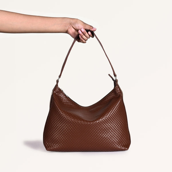 Soi Basket Weave Hobo Bag Brown