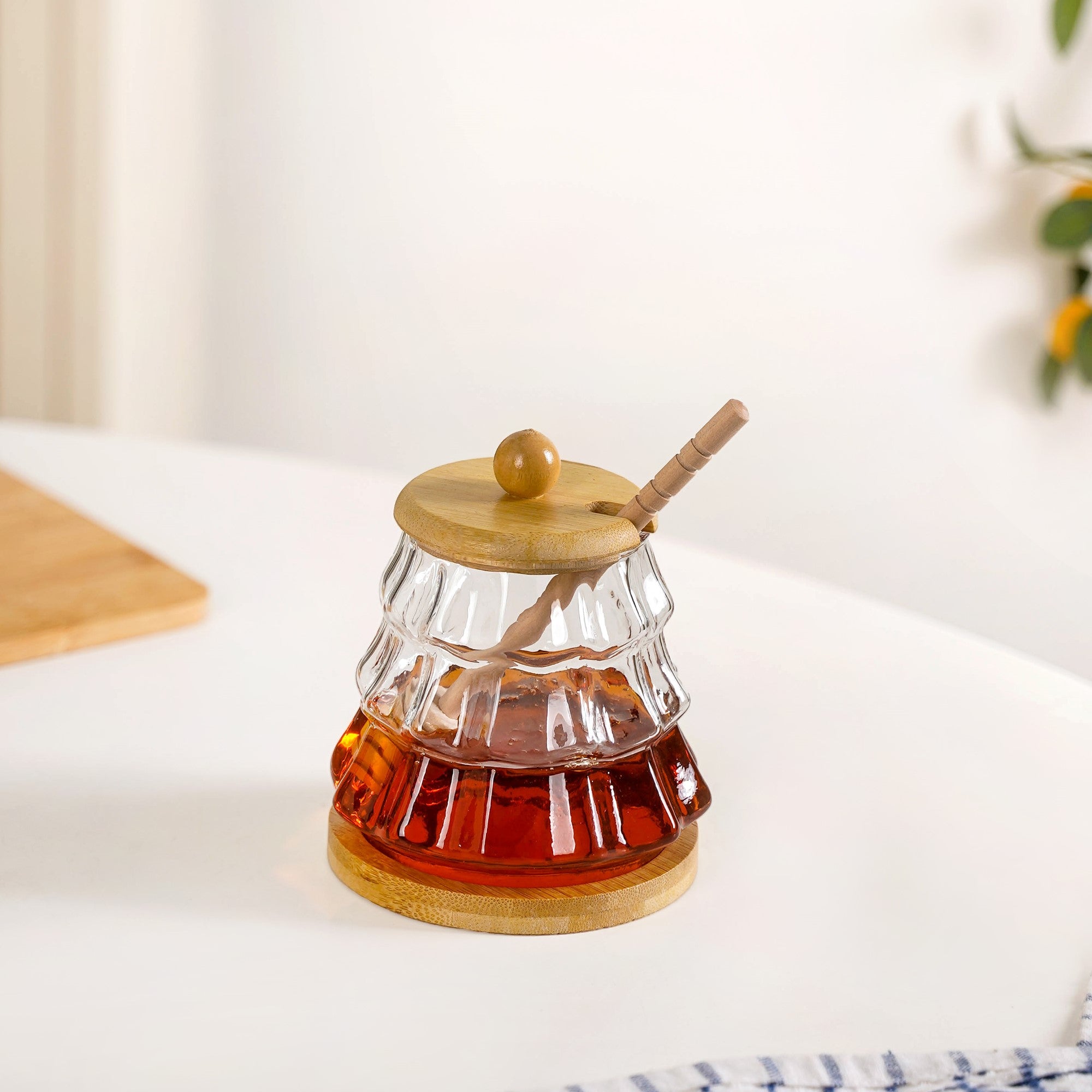 Holiday Honey Pot With Wooden Dipper And Stand 300ml