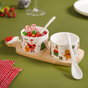 Holiday Season Snack Platter With Spoons And Tray Set Of 5