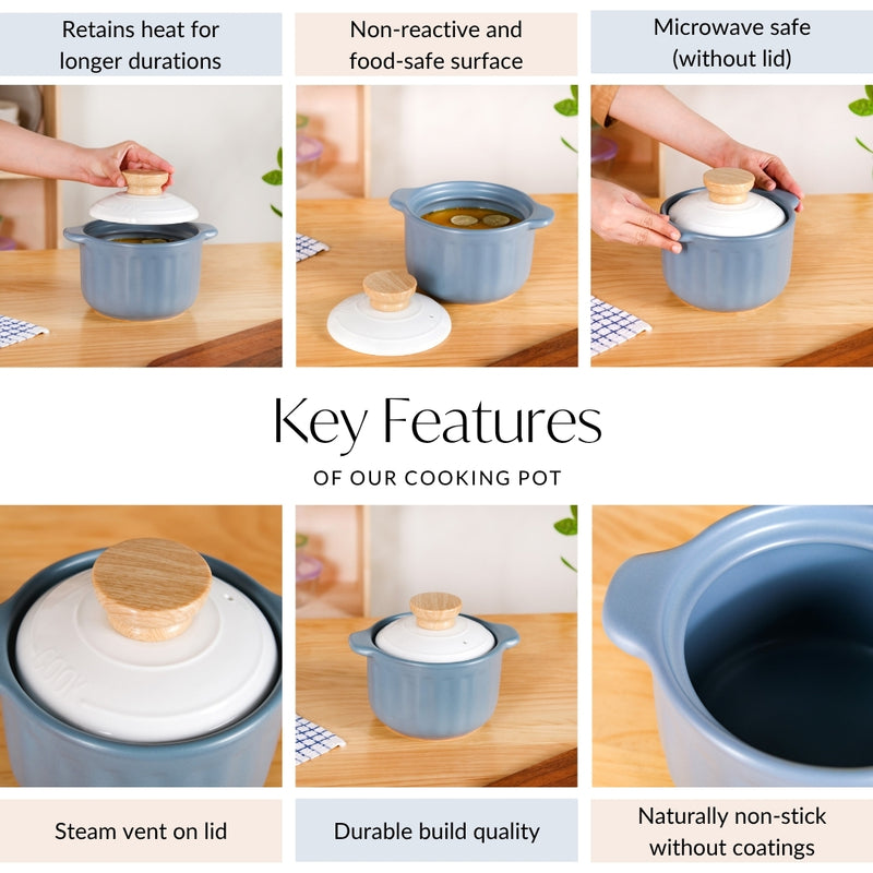 Homebrew Cooking Pot Ceramic Blue 1500ml