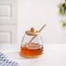Honeycomb Glass Jar With Wooden Dipper And Tray 480ml