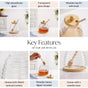Honeycomb Glass Jar With Wooden Dipper And Tray 480ml