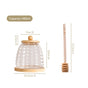 Honeycomb Glass Jar With Wooden Dipper And Tray 480ml