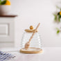 Honeycomb Glass Jar With Wooden Dipper And Tray 480ml