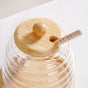 Honeycomb Glass Jar With Wooden Dipper And Tray 480ml
