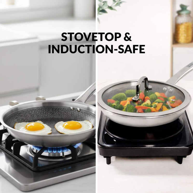 Honeycomb Non Stick Triply Frypan With Lid 1750ml