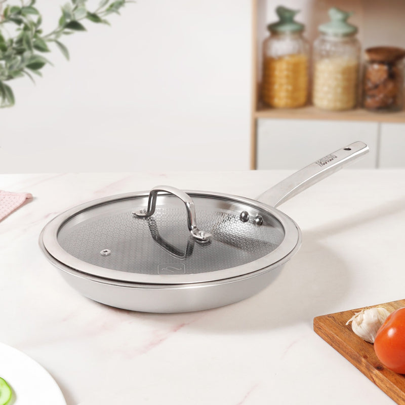 Honeycomb Non Stick Triply Frypan With Lid 1750ml