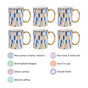 Splendor Ceramic Cup Set of 6 350ml - Coffee mugs, coffee mug set, ceramic coffee mugs, printed coffee mugs, tea cups, tea cup set