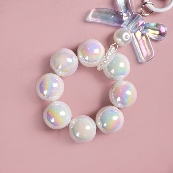 Hoop With Bow Chic White Keyring