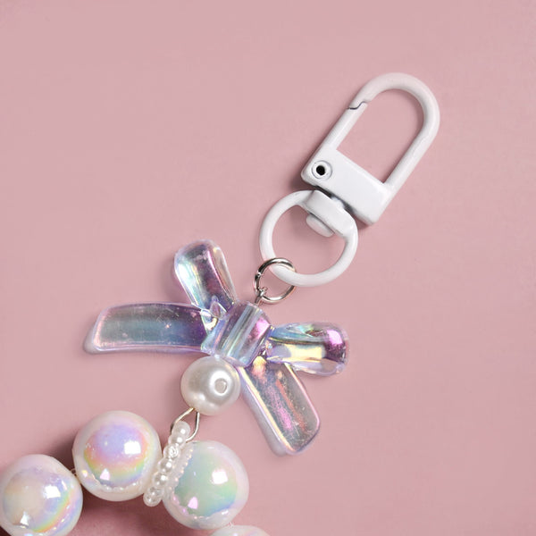 Hoop With Bow Chic White Keyring