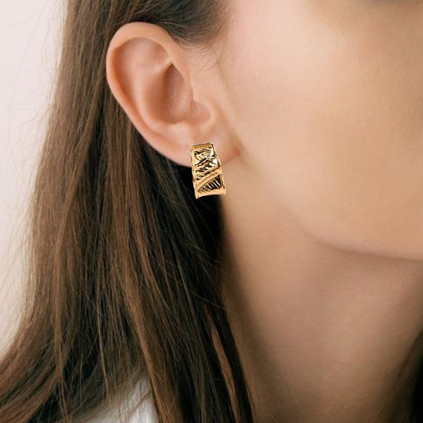 Sculpted Waves Hoops Gold