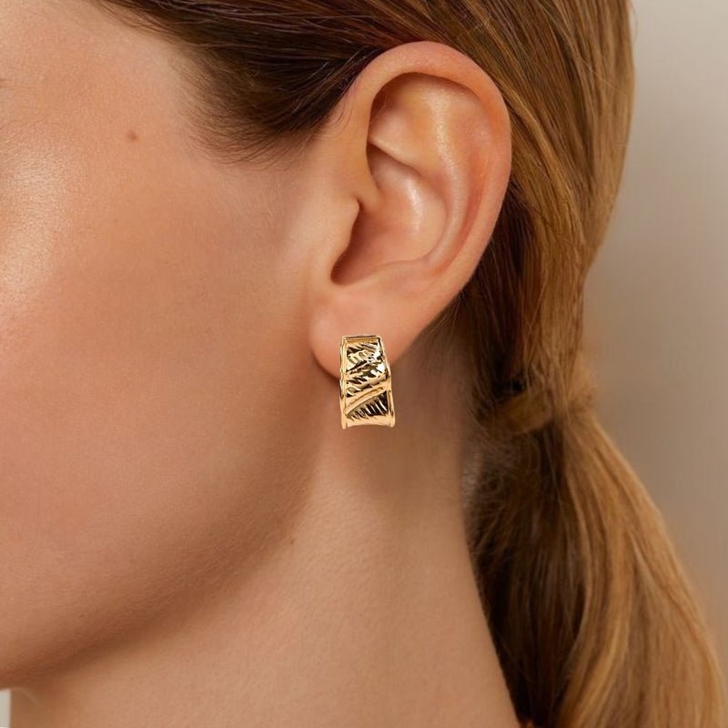 Sculpted Waves Hoops Gold