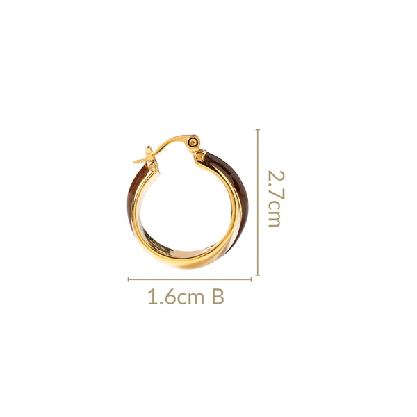 Dual Hoop Earrings Brown