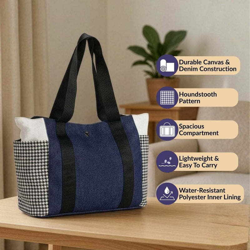 Houndstooth Pattern Tote Bag For Women