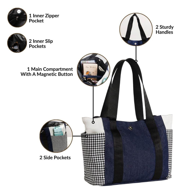 Houndstooth Pattern Tote Bag For Women