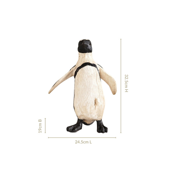 Humboldt Penguin Carved Wooden Finish Resin Decor Medium