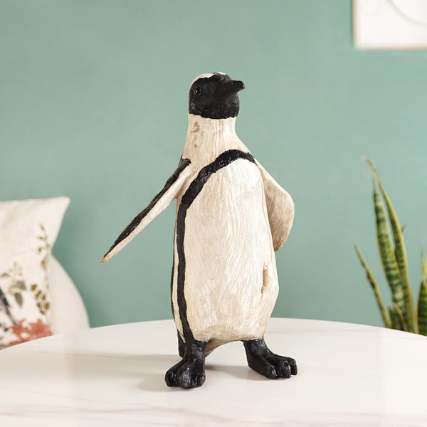Humboldt Penguin Carved Wooden Finish Resin Decor Medium