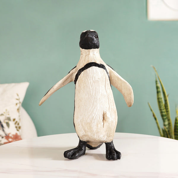 Humboldt Penguin Carved Wooden Finish Resin Decor Medium