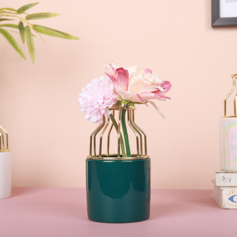 Medium Size Ceramic Pot for Plants - Flower vase for home decor, office and gifting | Home decoration items