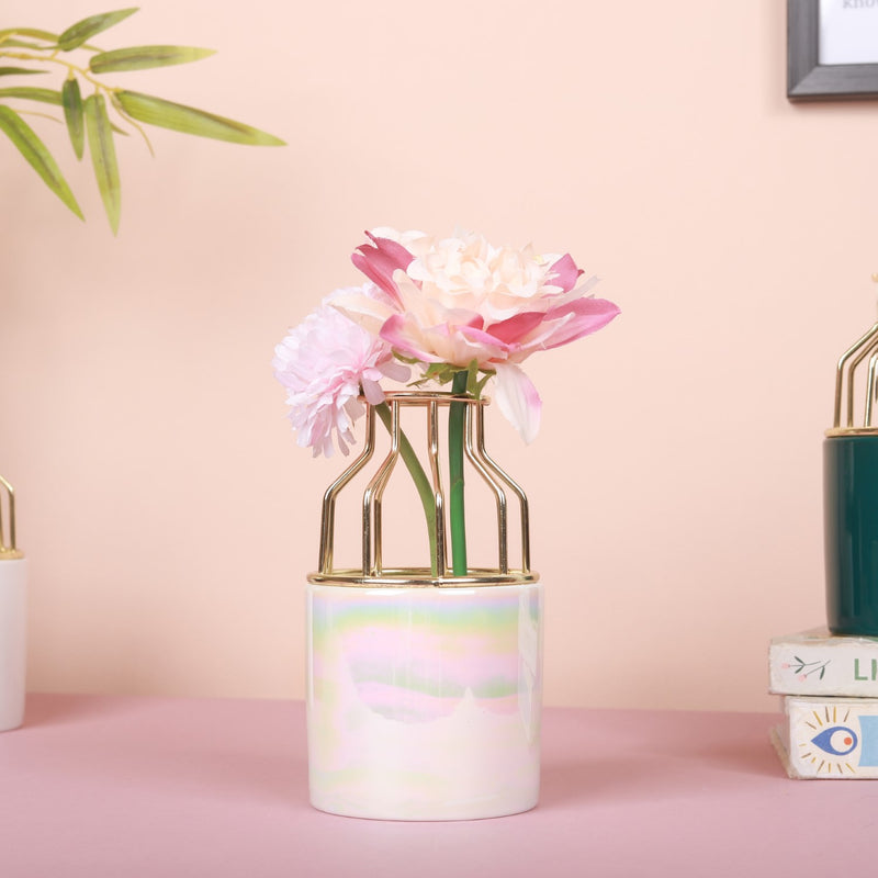 Medium Size Ceramic Pot for Plants - Flower vase for home decor, office and gifting | Home decoration items