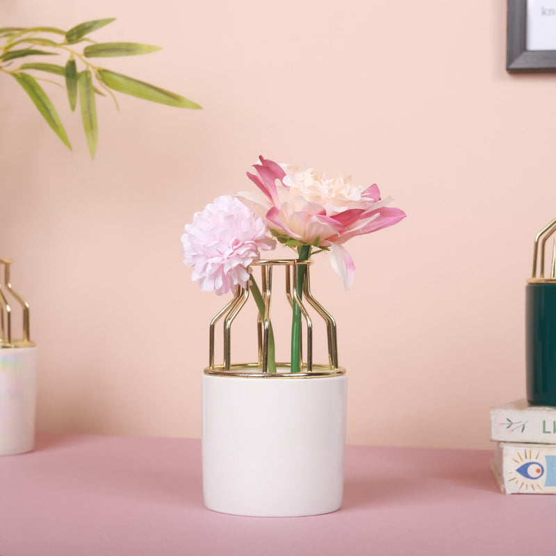 Medium Size Ceramic Pot for Plants - Flower vase for home decor, office and gifting | Home decoration items