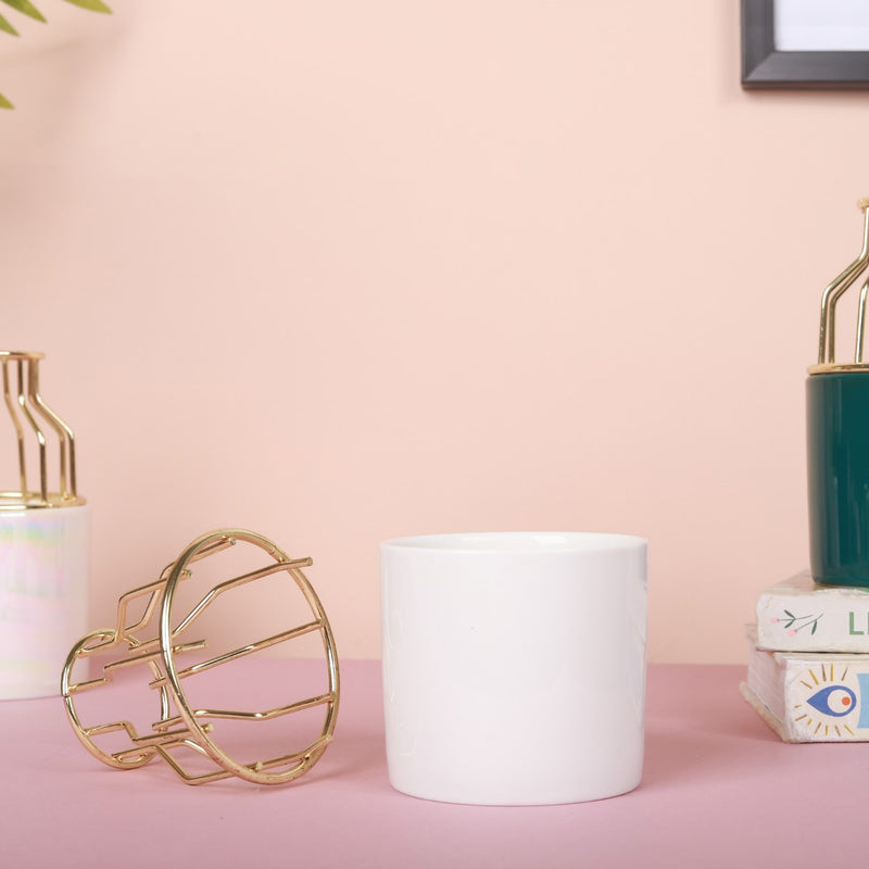 Medium Size Ceramic Pot for Plants - Flower vase for home decor, office and gifting | Home decoration items