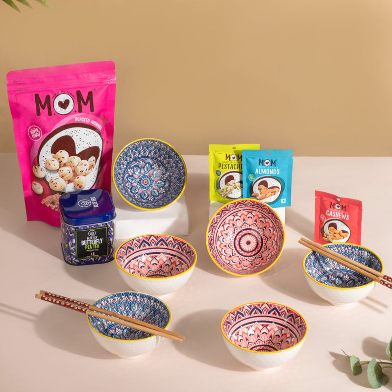 Mandala Snack Bowls And Chopsticks Gift Hamper Set of 6