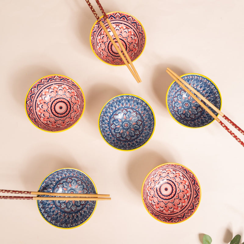Mandala Snack Bowls And Chopsticks Gift Hamper Set of 6