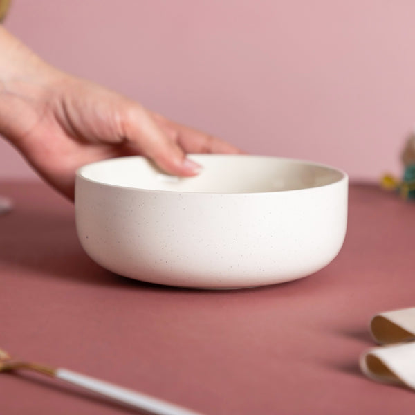 Blanca White Speckled Bowl 600ml - Bowl, ceramic bowl, serving bowls, noodle bowl, salad bowls | Bowls for dining table & home decor