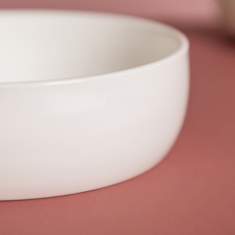 Serena Pearly White Round Serving Bowl 800 ml - Bowl, ceramic bowl, serving bowls, noodle bowl, salad bowls, bowl for snacks, large serving bowl | Bowls for dining table & home decor