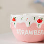 Light Pink Strawberry Side Bowl Set Of 2 400 ml - Bowl,ceramic bowl, snack bowls, curry bowl, popcorn bowls | Bowls for dining table & home decor
