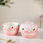 Light Pink Strawberry Side Bowl Set Of 2 400 ml - Bowl,ceramic bowl, snack bowls, curry bowl, popcorn bowls | Bowls for dining table & home decor