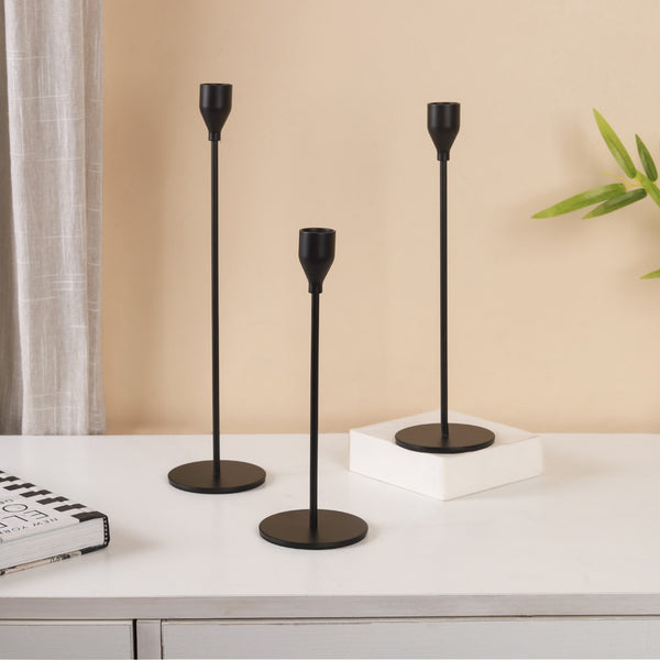 Black Glossy Candle Stand - Candle holder | Home decor