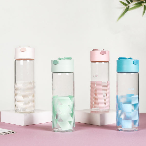 Patterned Grip Bottle - Water bottle, juice bottle, glass bottle | Bottle for Travelling & Dining Table