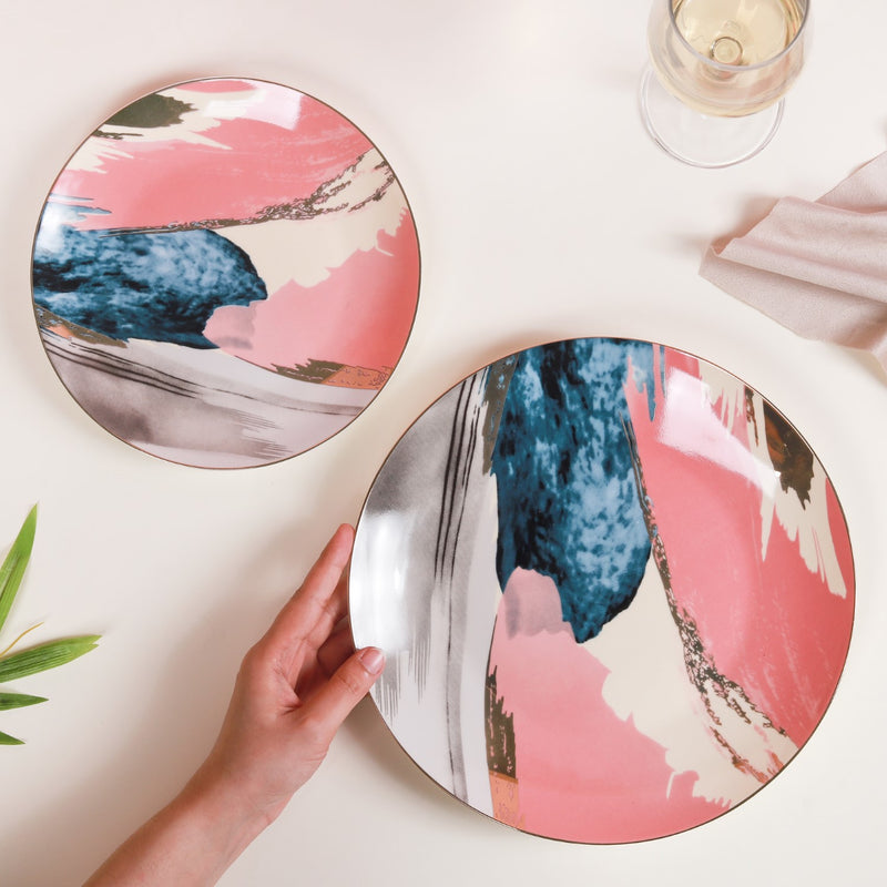 Colourful Plates - Pink - Serving plate, snack plate, ceramic dinner plates| Plates for dining table & home decor