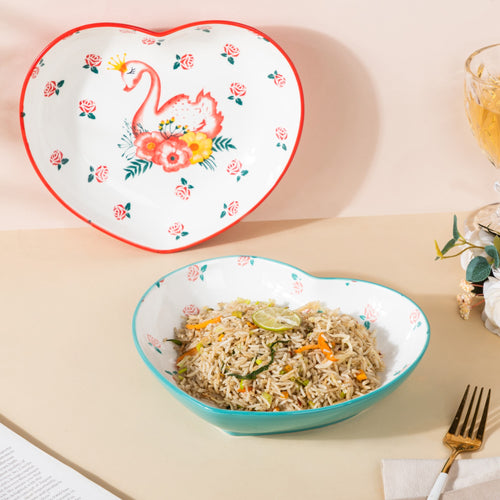 Swan Heart Plate - Serving plate, snack plate, ceramic dinner plates| Plates for dining table & home decor