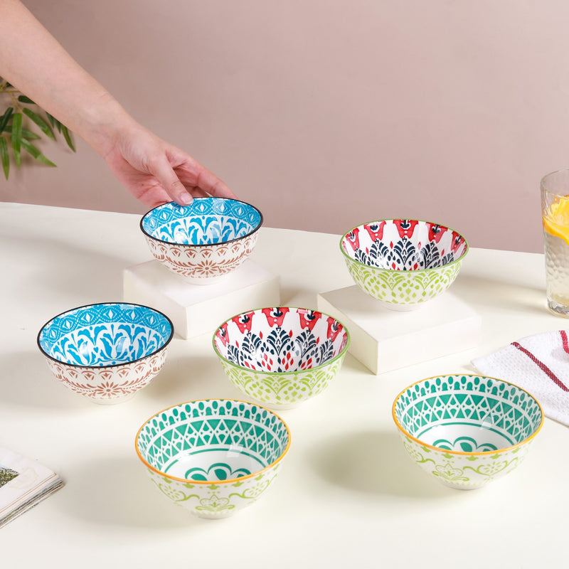 Mandala Dessert Bowl Set of 2 - Bowl,ceramic bowl, snack bowls, curry bowl, popcorn bowls | Bowls for dining table & home decor