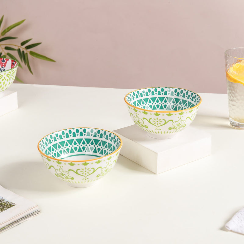 Mandala Dessert Bowl Set of 2 - Bowl,ceramic bowl, snack bowls, curry bowl, popcorn bowls | Bowls for dining table & home decor