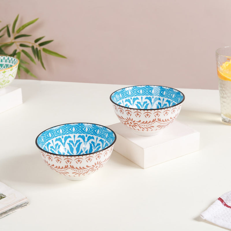 Mandala Dessert Bowl Set of 2 - Bowl,ceramic bowl, snack bowls, curry bowl, popcorn bowls | Bowls for dining table & home decor