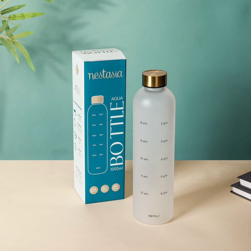 Time Marker Matte Water Bottle White 1L Set Of 2 - Water bottle, water bottle for office, travel water bottle, BPA free water bottle