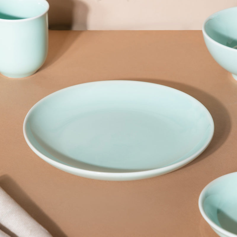Mint Green Ceramic dinner set components For One