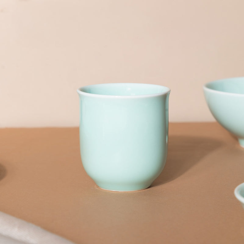 Mint Green Ceramic dinner set components For One