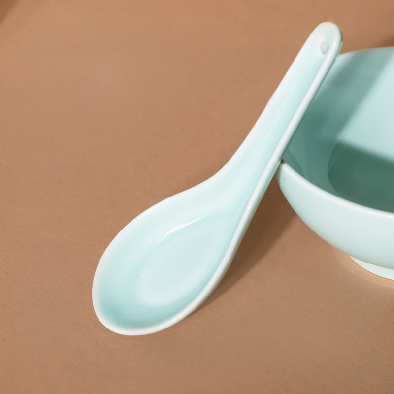 Mint Green Ceramic dinner set components For One