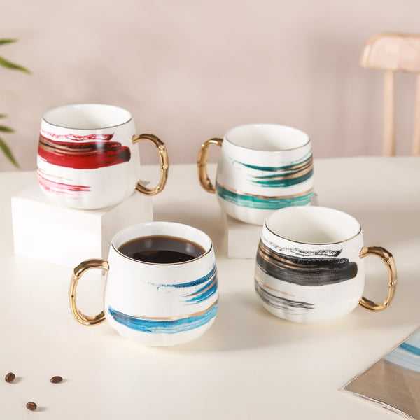 Abstract Golden Handle Cup- Mug for coffee, tea mug, cappuccino mug | Cups and Mugs for Coffee Table & Home Decor