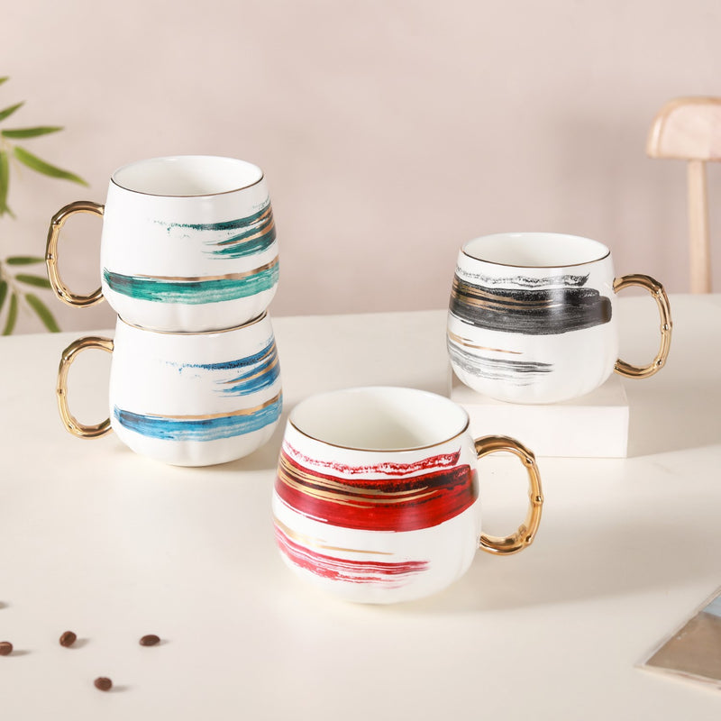 Abstract Golden Handle Cup- Mug for coffee, tea mug, cappuccino mug | Cups and Mugs for Coffee Table & Home Decor